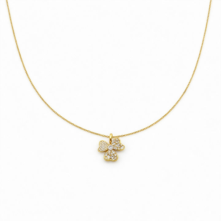 Cubic Zirconia Quatrefoil Locket Link Set GWN -125