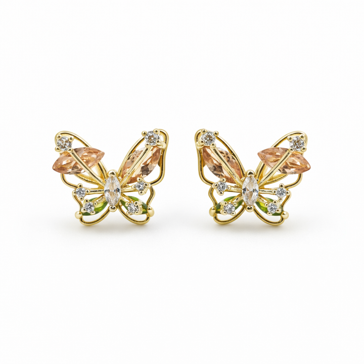 Graceful Papillon Cubic Zirconia Post Ear Studs GWE -151