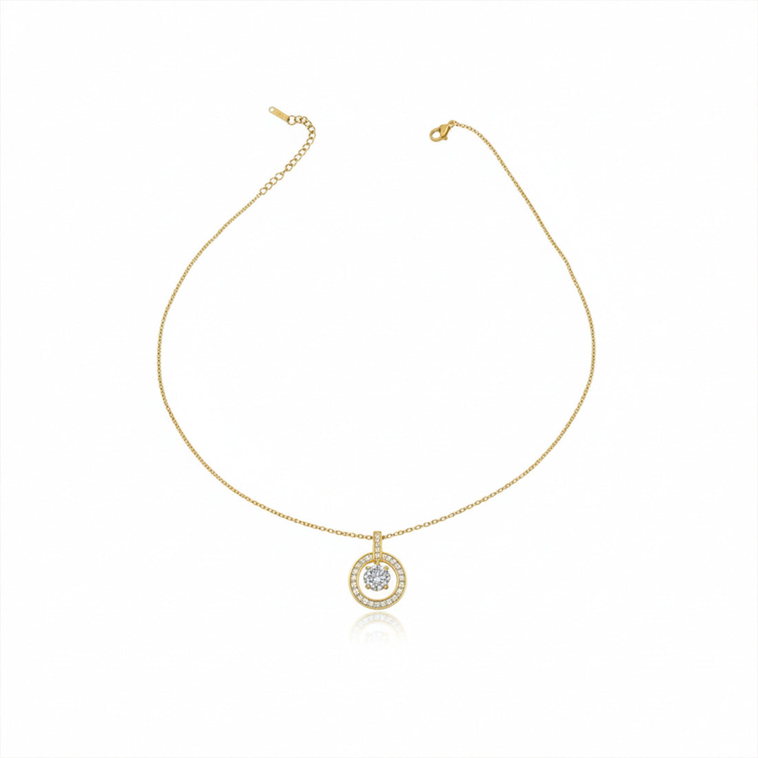 Classic Round Halo CZ Necklace for women in Gold - Finora Jewels