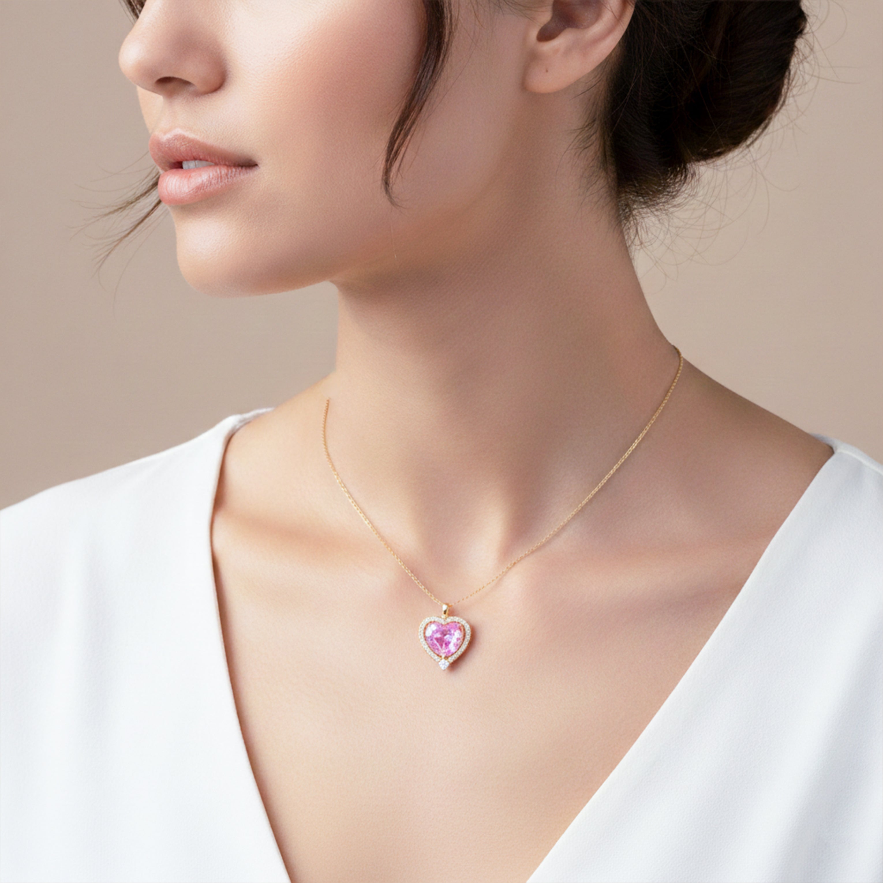Love Cubic Zirconia Locket Link Set GWN -141