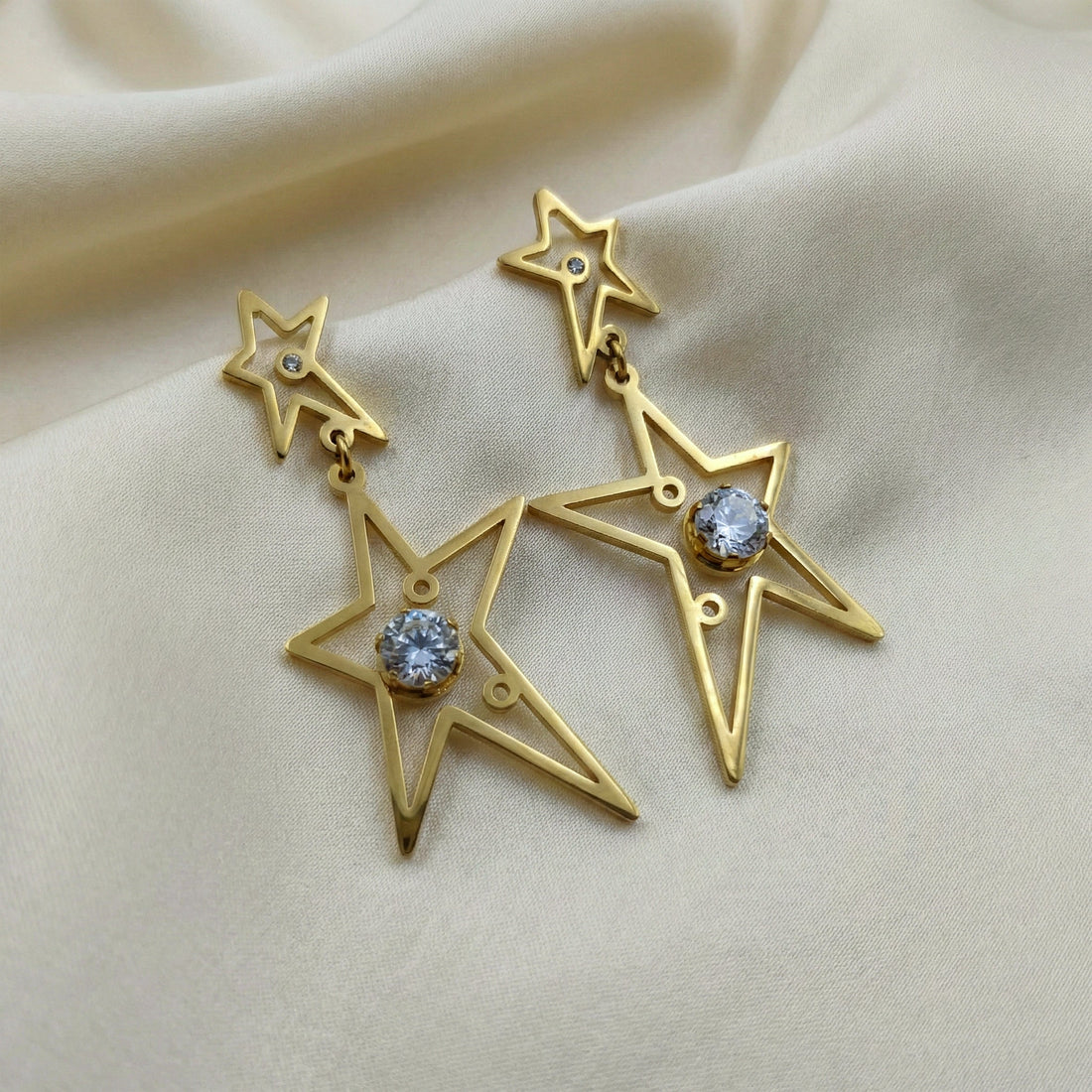 Celestial Star Drop Stud Earrings for women in Gold - Finora Jewels