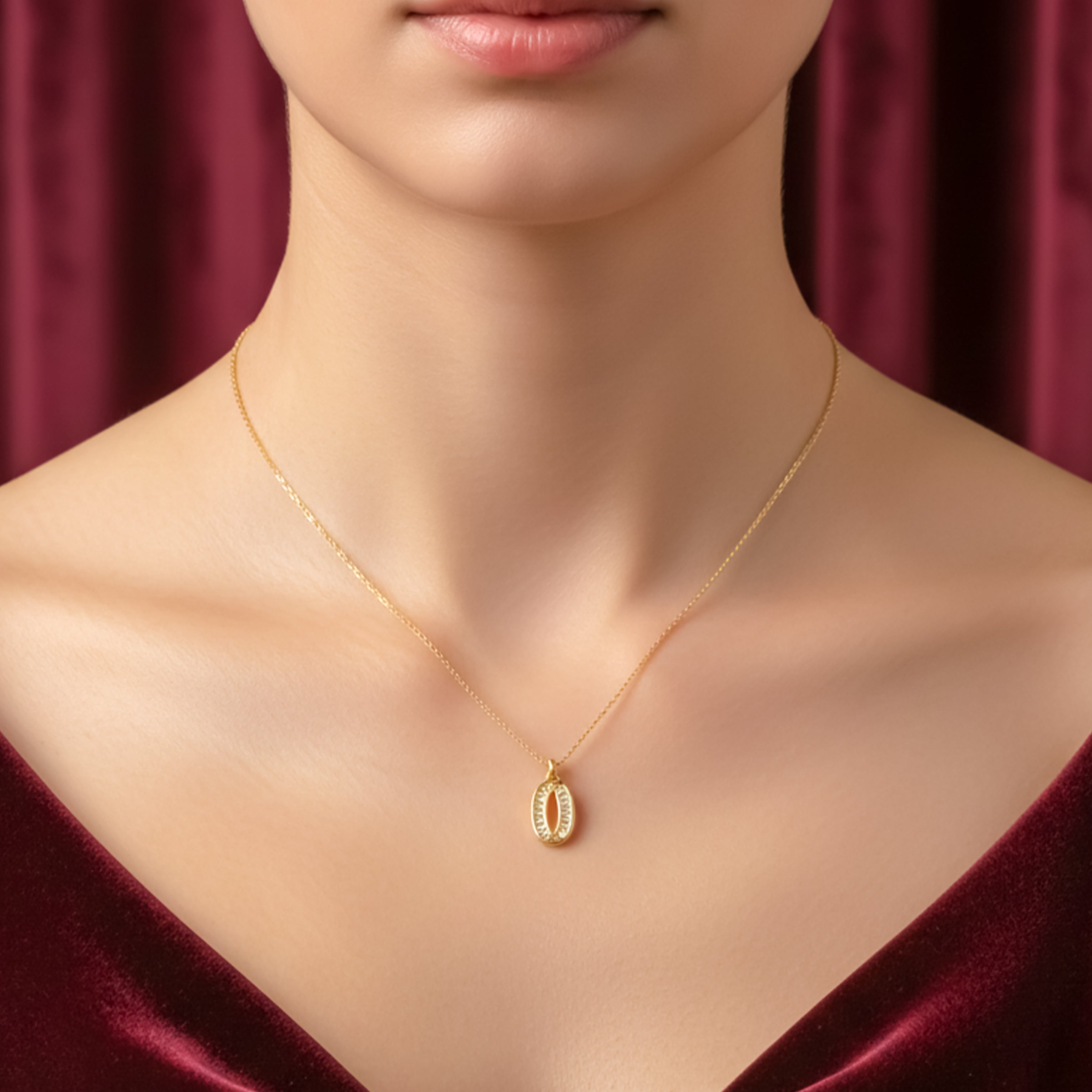 Gold Oval Spark Necklace for women - Finora Jewels