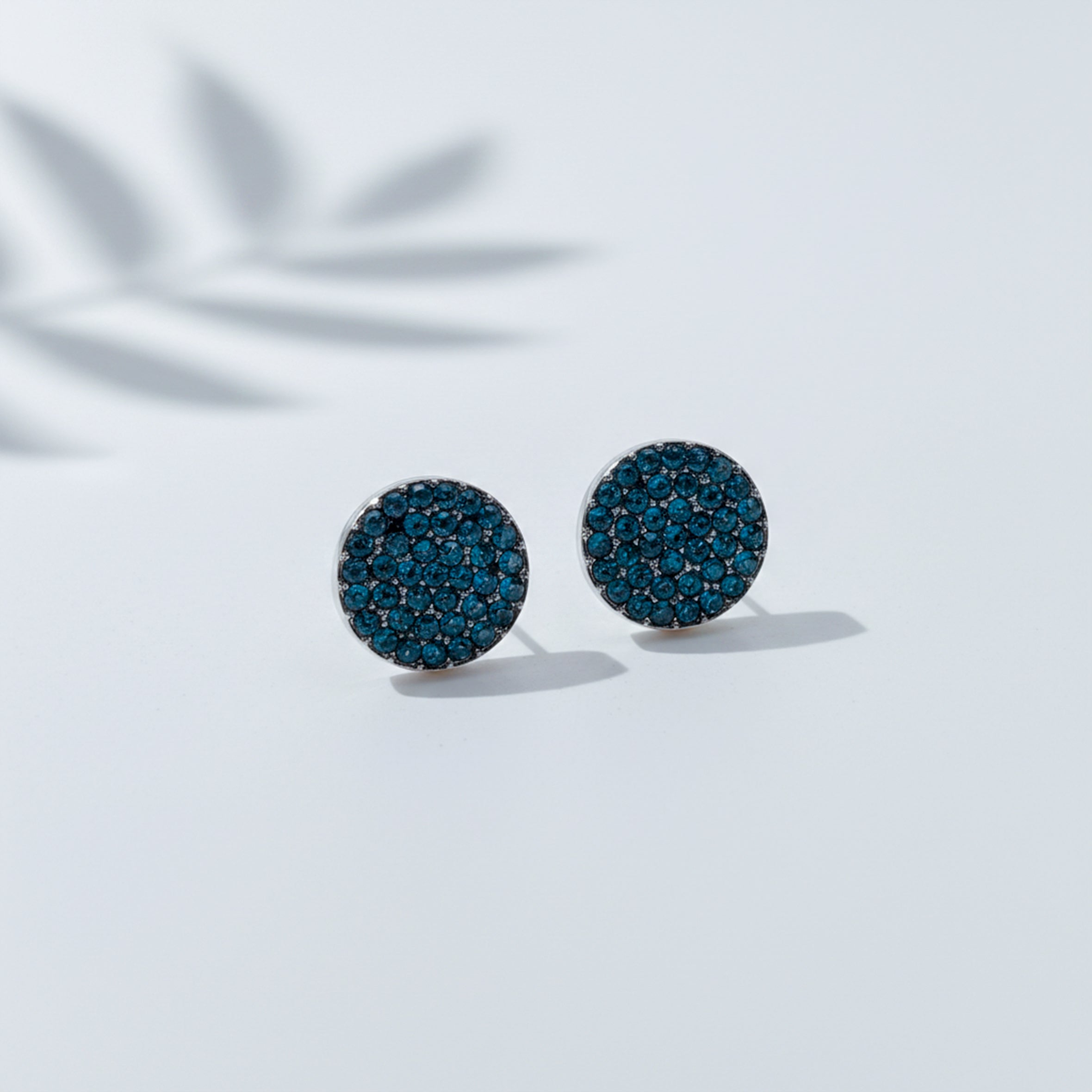 Gold Midnight Blue Pavé Stud Stud Earrings for women - Finora Jewels