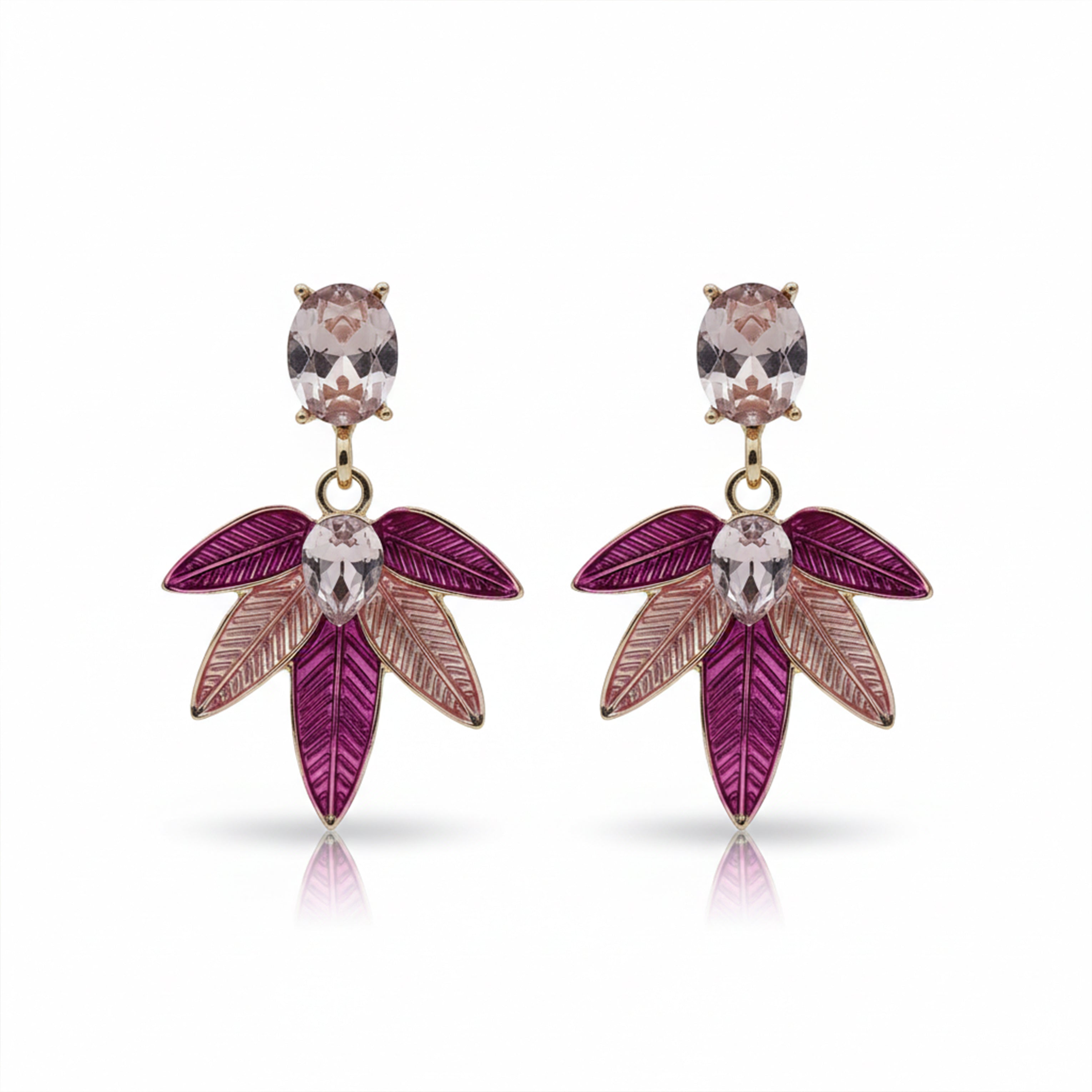 Crystal Drop Stud Earrings for women in Gold - Finora Jewels