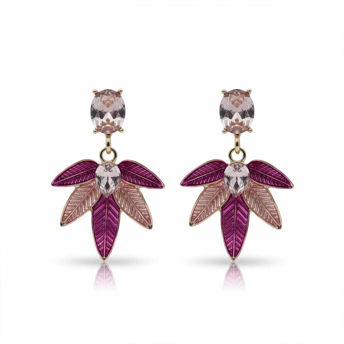 Crystal Drop Stud Earrings for women in Gold - Finora Jewels