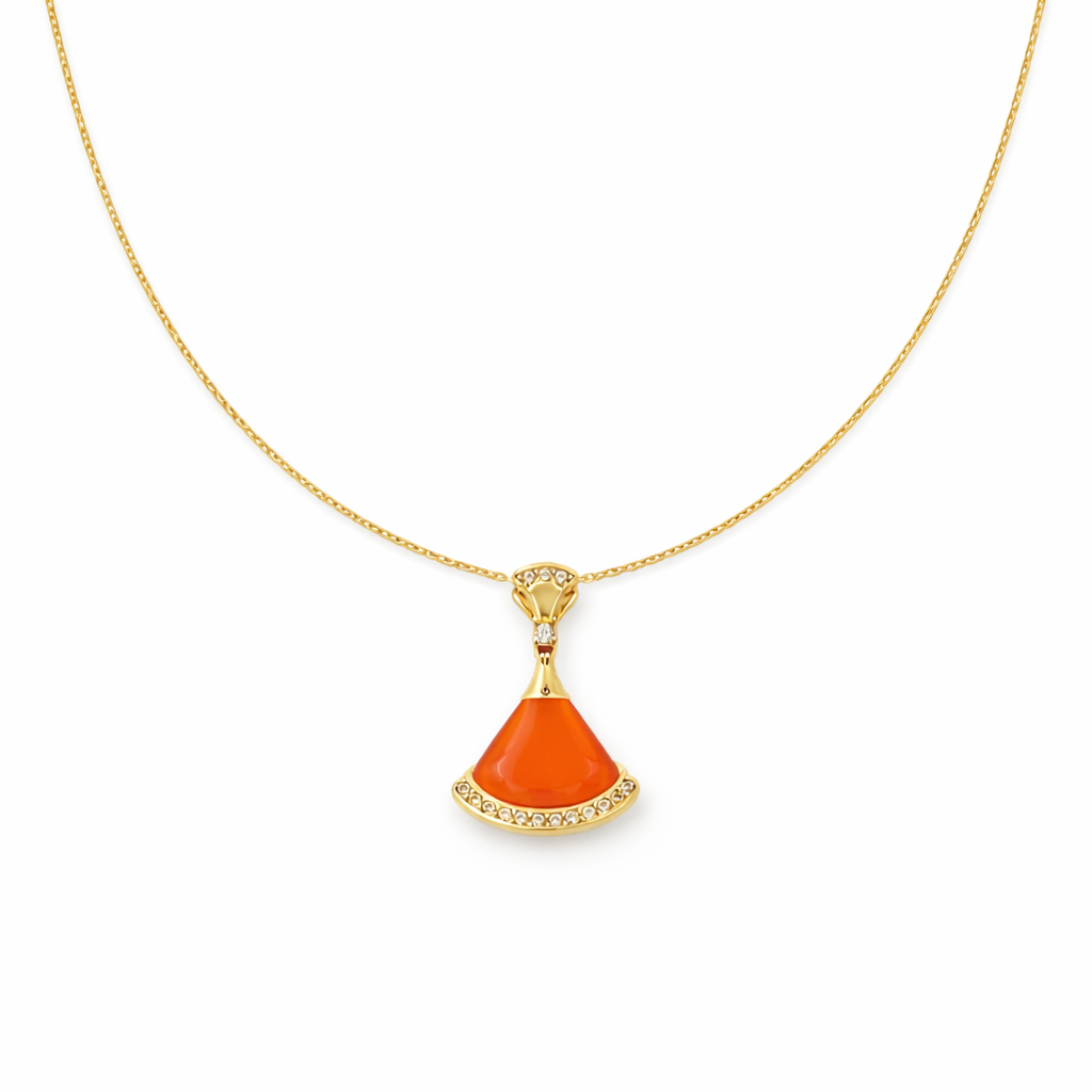 Gold-Toned Amber Locket Link Set GWN -159