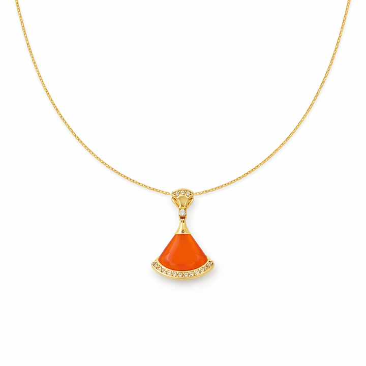 Gold-Toned Amber Locket Link Set GWN -159