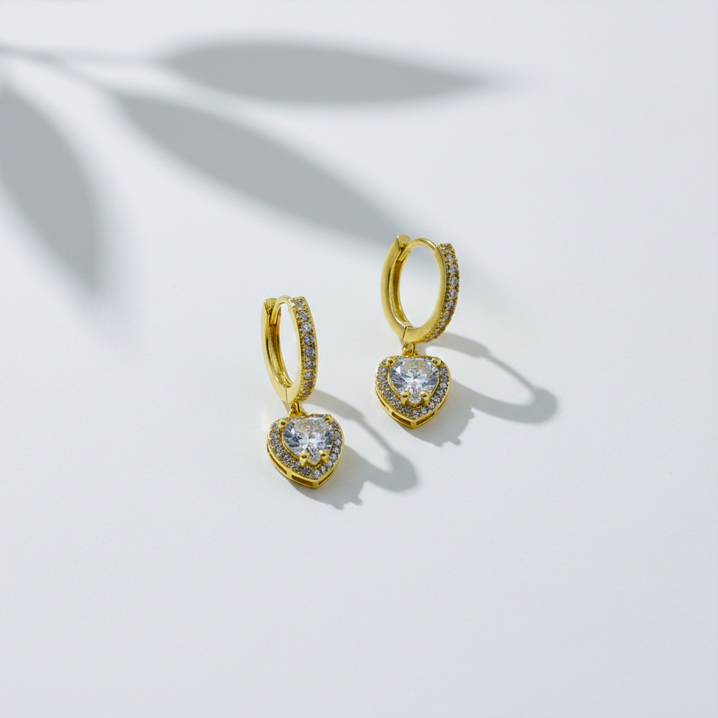 Women Stud Earrings Crystal Heart Drop Hoop Gold jewellery - Finora Jewels