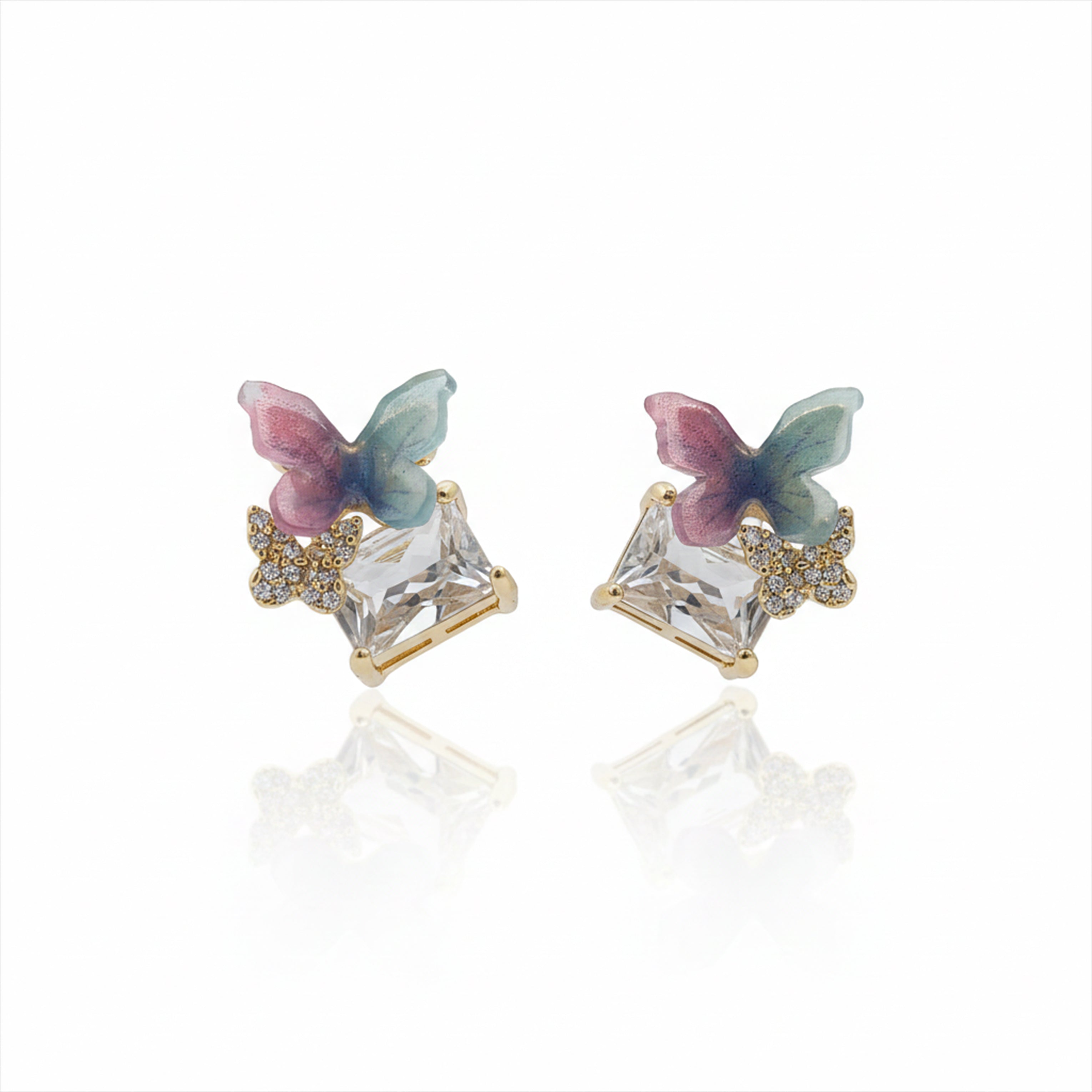 Papillon Cubic Zirconia Post Ear Studs GWE -128
