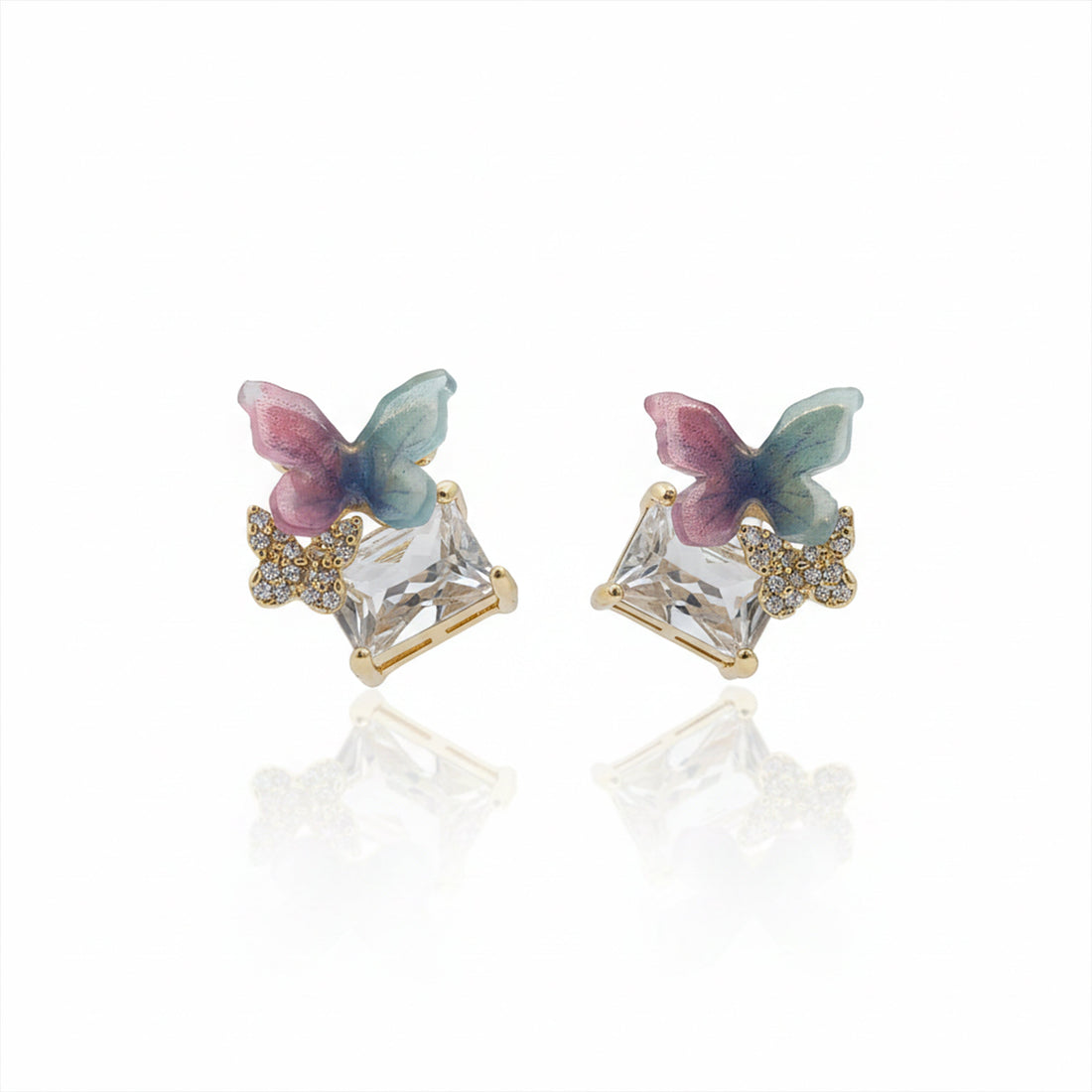 Papillon Cubic Zirconia Post Ear Studs GWE -128