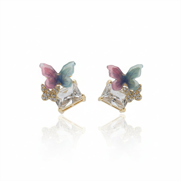 Papillon Cubic Zirconia Post Ear Studs GWE -128