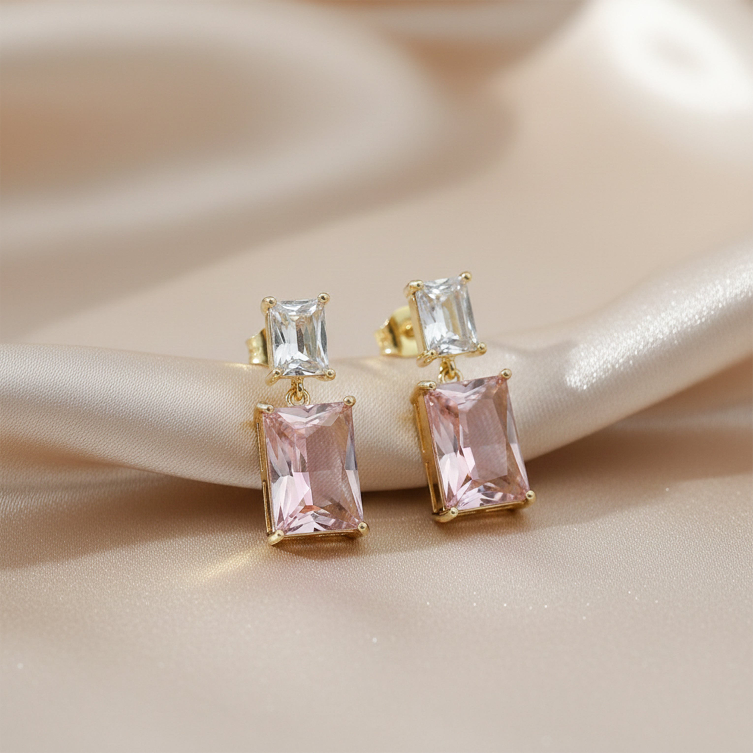 Prism Cubic Zirconia Dangle Ear Studs GWE -161