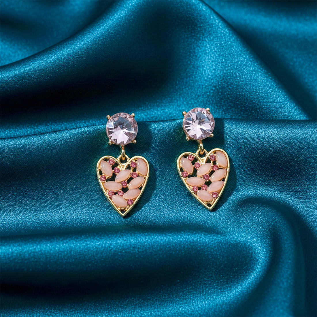 Gold Blush Heart Stud Earrings for women - Finora Jewels