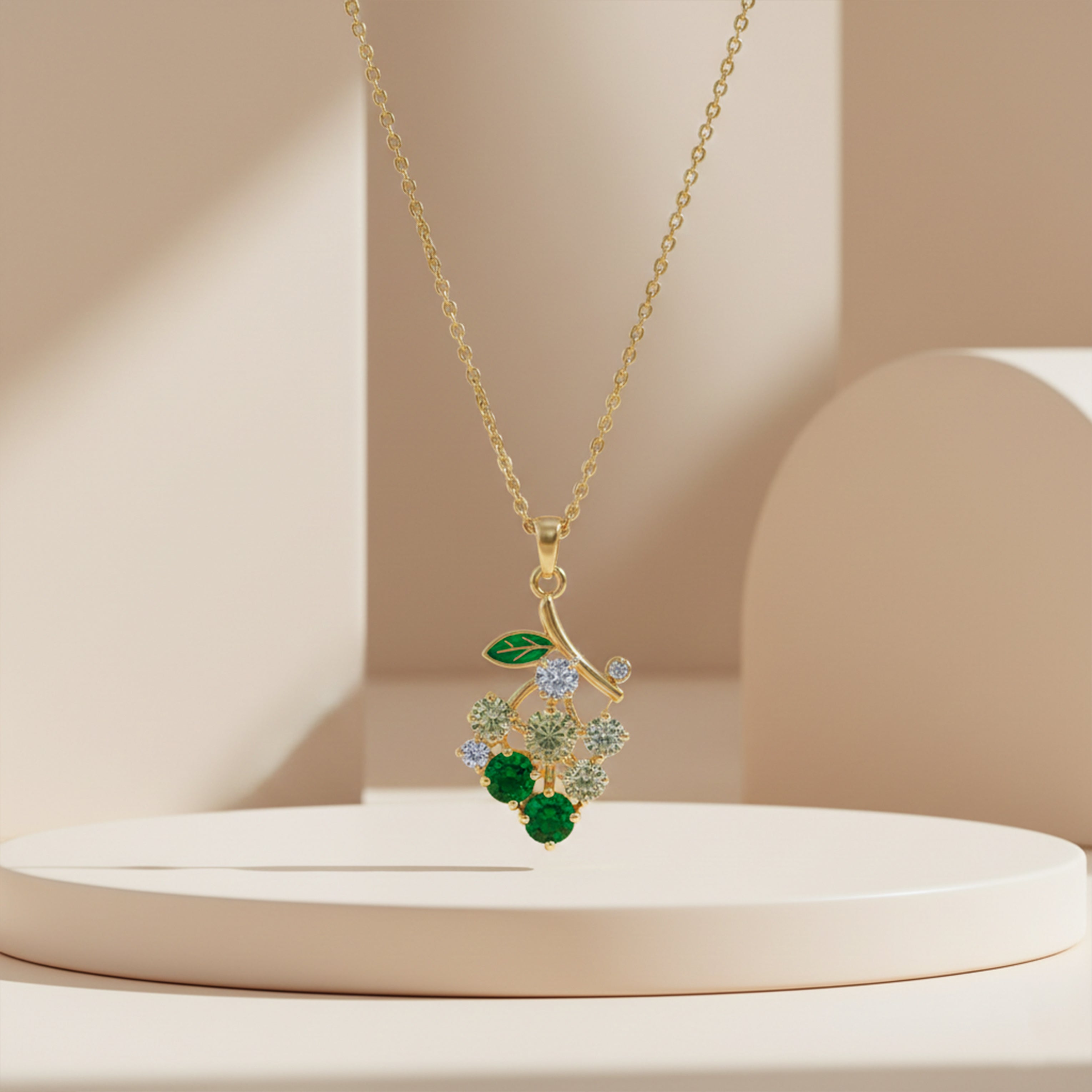Emerald Grape Necklace for women in Gold - Finora Jewels