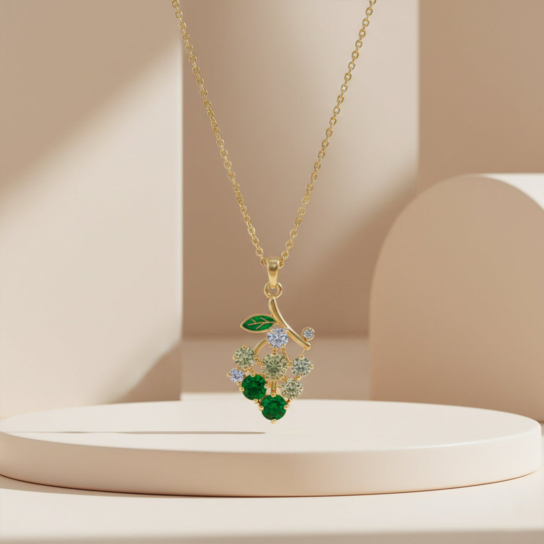 Emerald Grape Necklace for women in Gold - Finora Jewels
