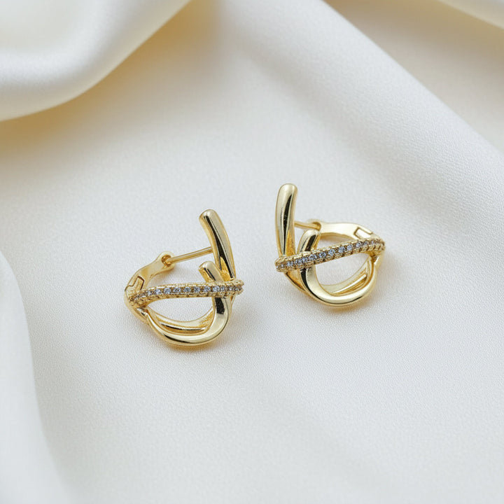 Pave Stud Twist Earring