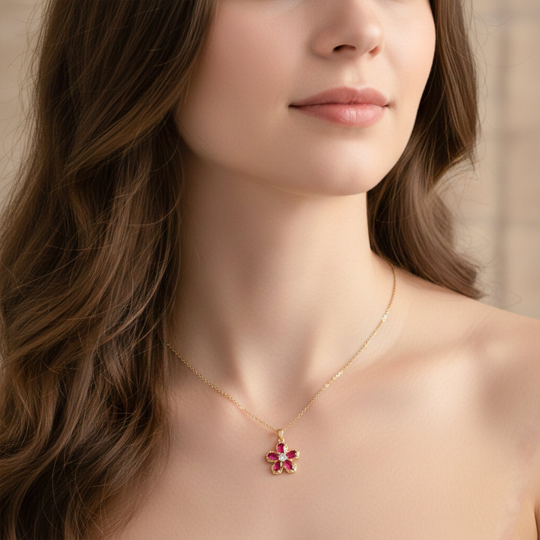 Foliage Cubic Zirconia Locket Link Set GWN -98