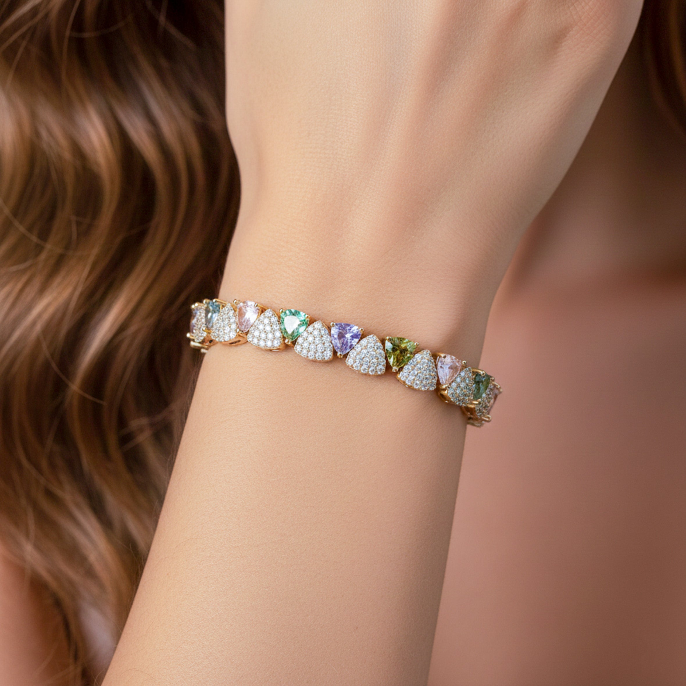 Multi-Color Heart Bracelet for women in Gold - Finora Jewels