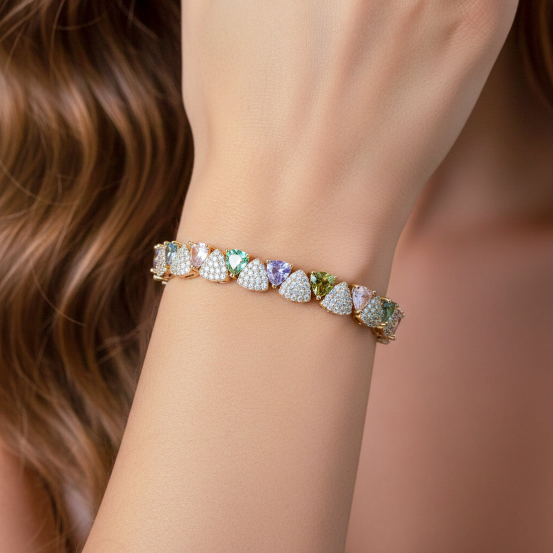 Multi-Color Heart Bracelet for women in Gold - Finora Jewels