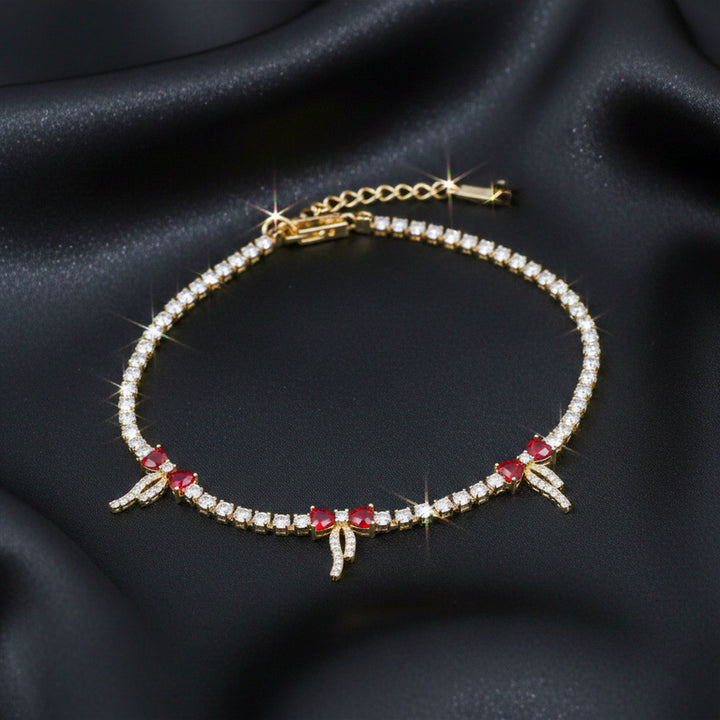 Ruby Bow Tennis Bracelet