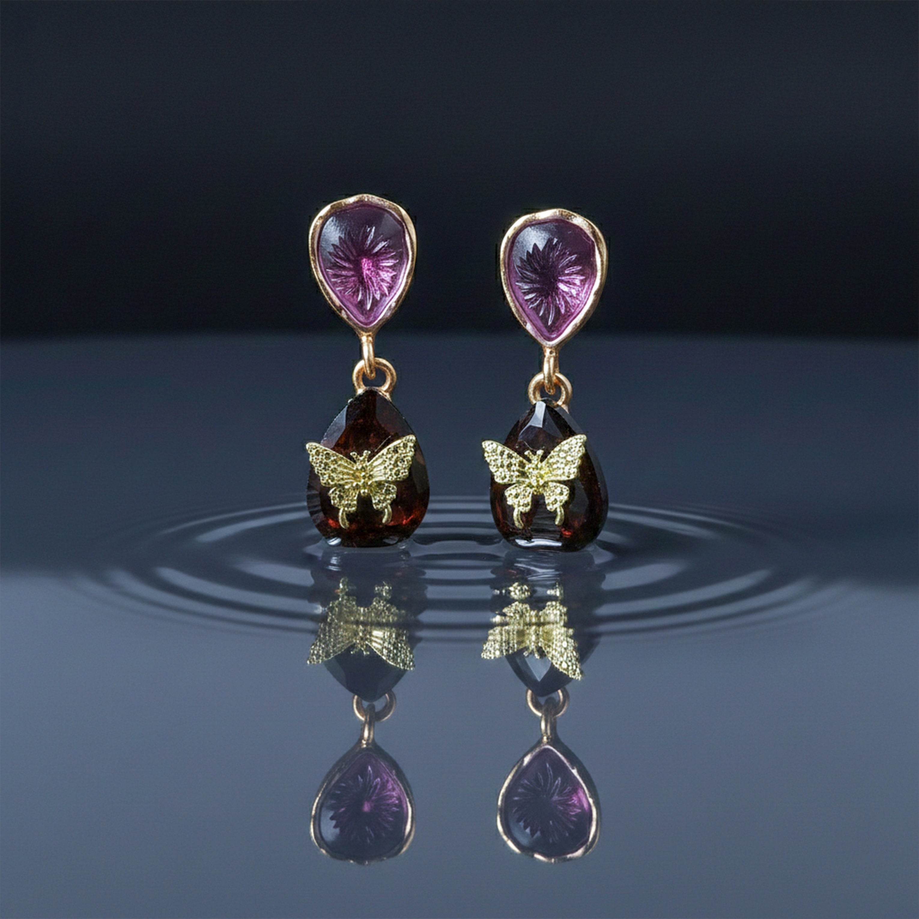 Women Stud Earrings Butterfly Teardrop Gold jewellery - Finora Jewels