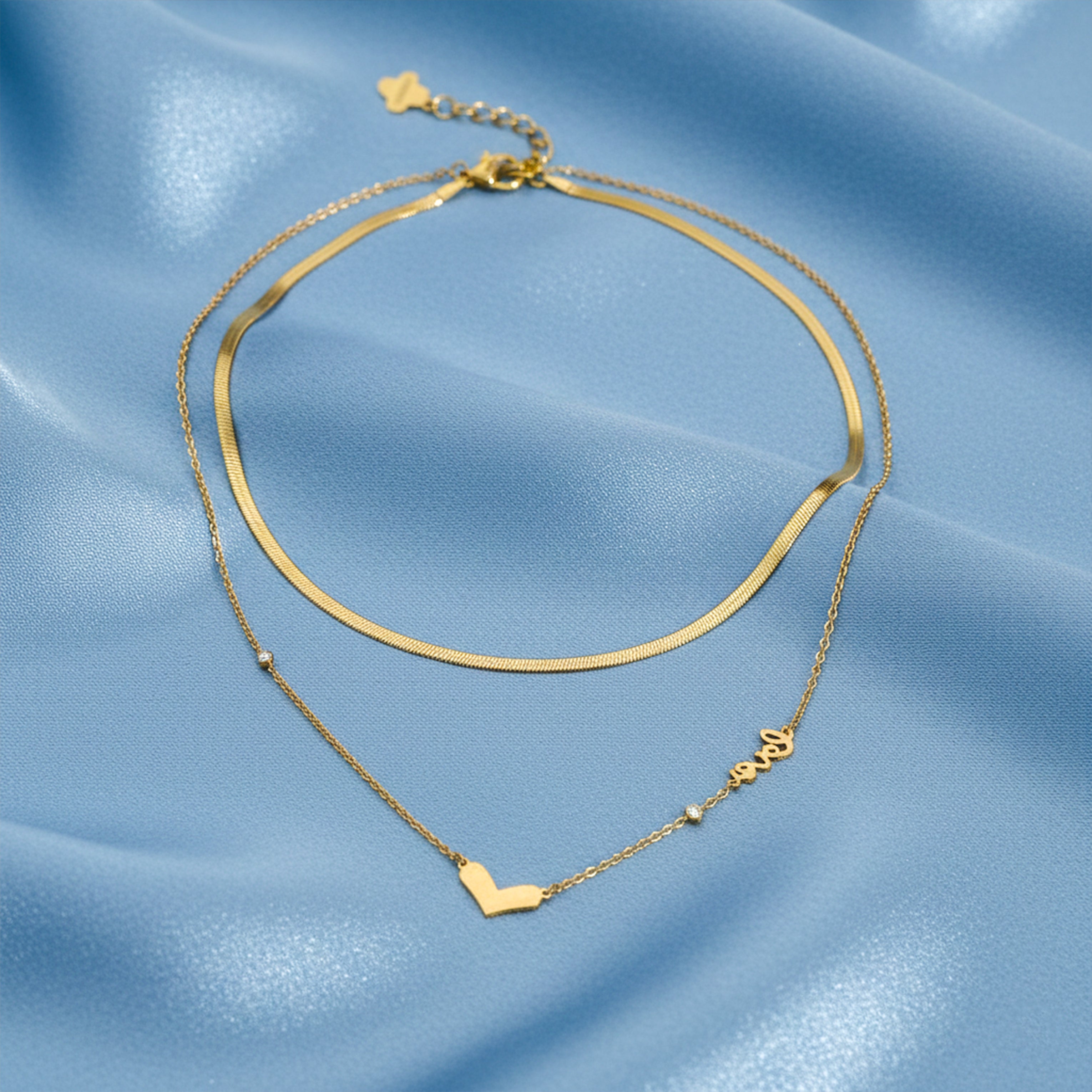 Gold Heart Layered Set Necklace for women - Finora Jewels