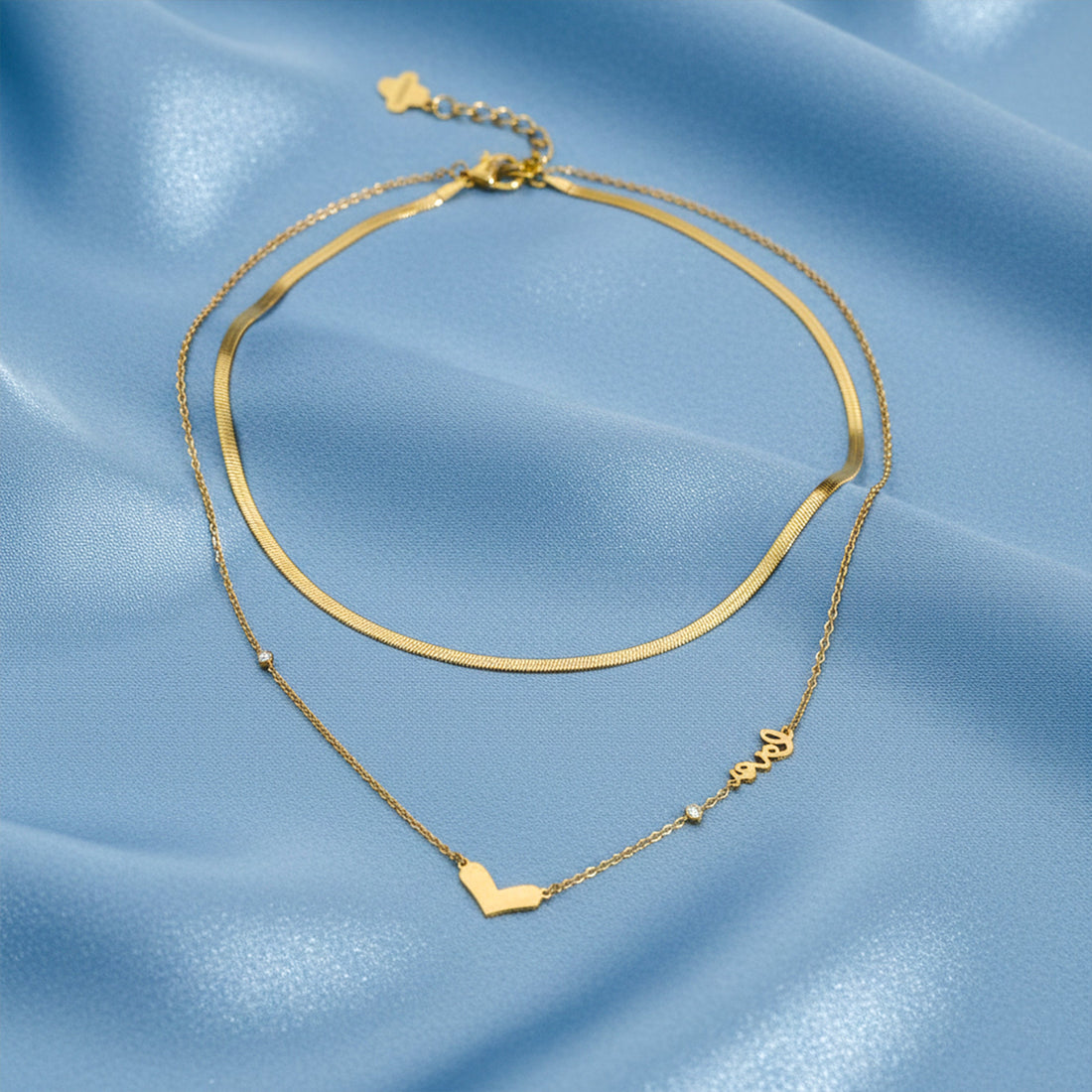 Gold Heart Layered Set Necklace for women - Finora Jewels