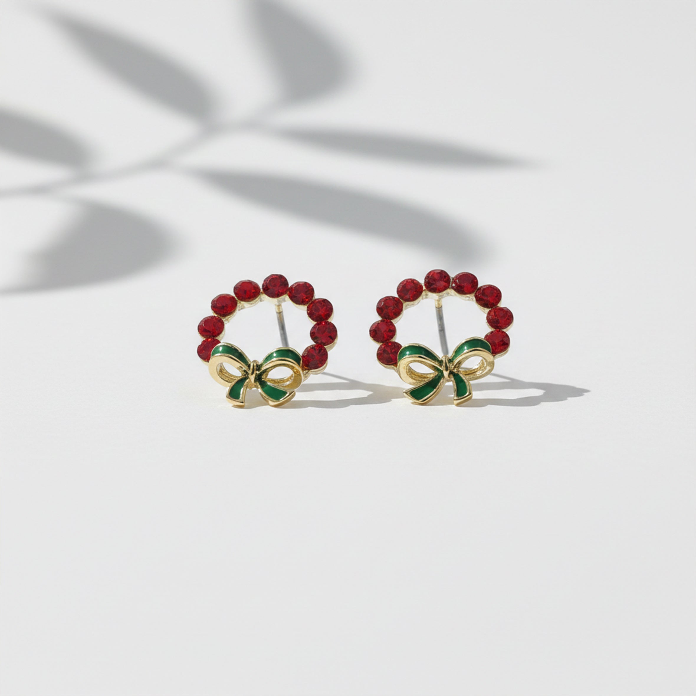 Crimson Wreath Bow Post Ear Studs GWE -117