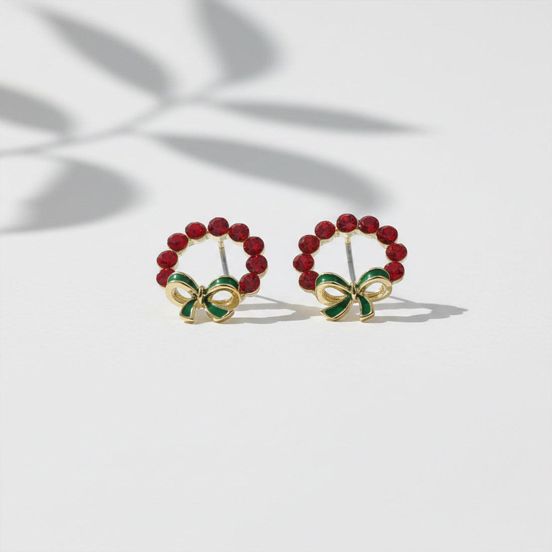 Crimson Wreath Bow Post Ear Studs GWE -117
