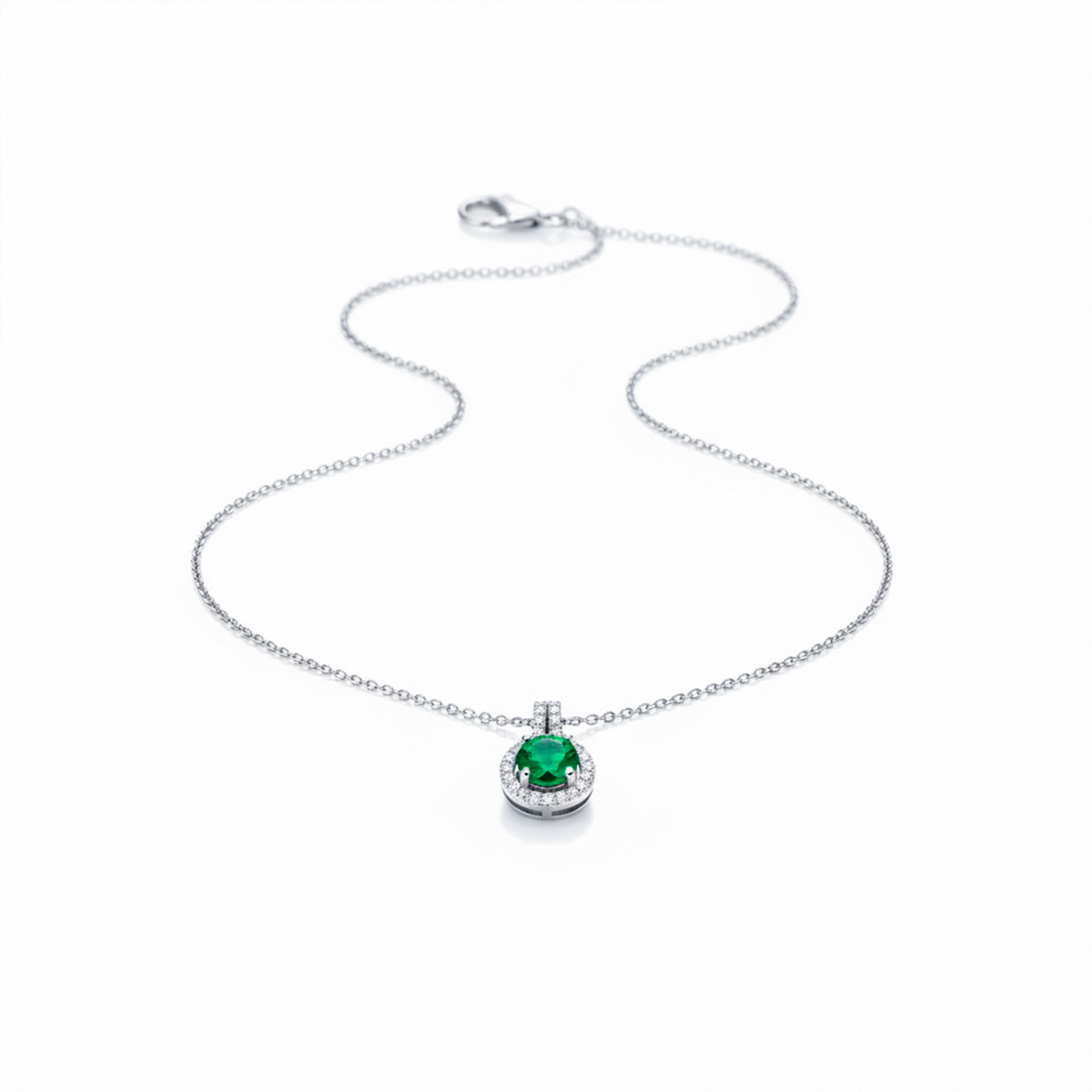 Silver Elegant Round Halo Necklace for women - Finora Jewels