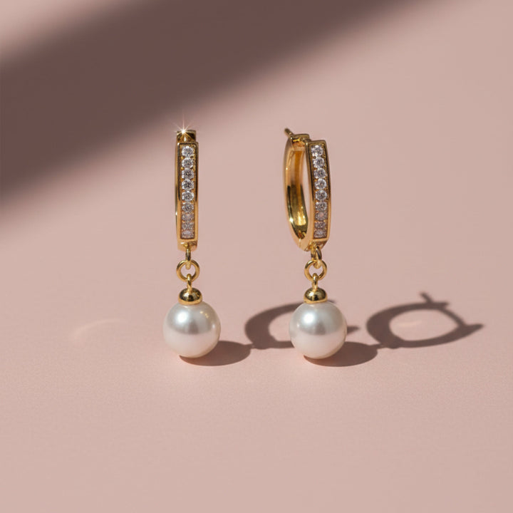 Sophisticated Pearl and Gold Finished Drop Earrings