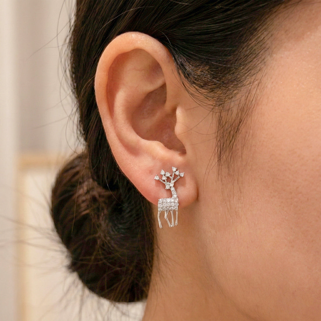 Women Stud Earrings Crystal Reindeer Stud Gold jewellery - Finora Jewels