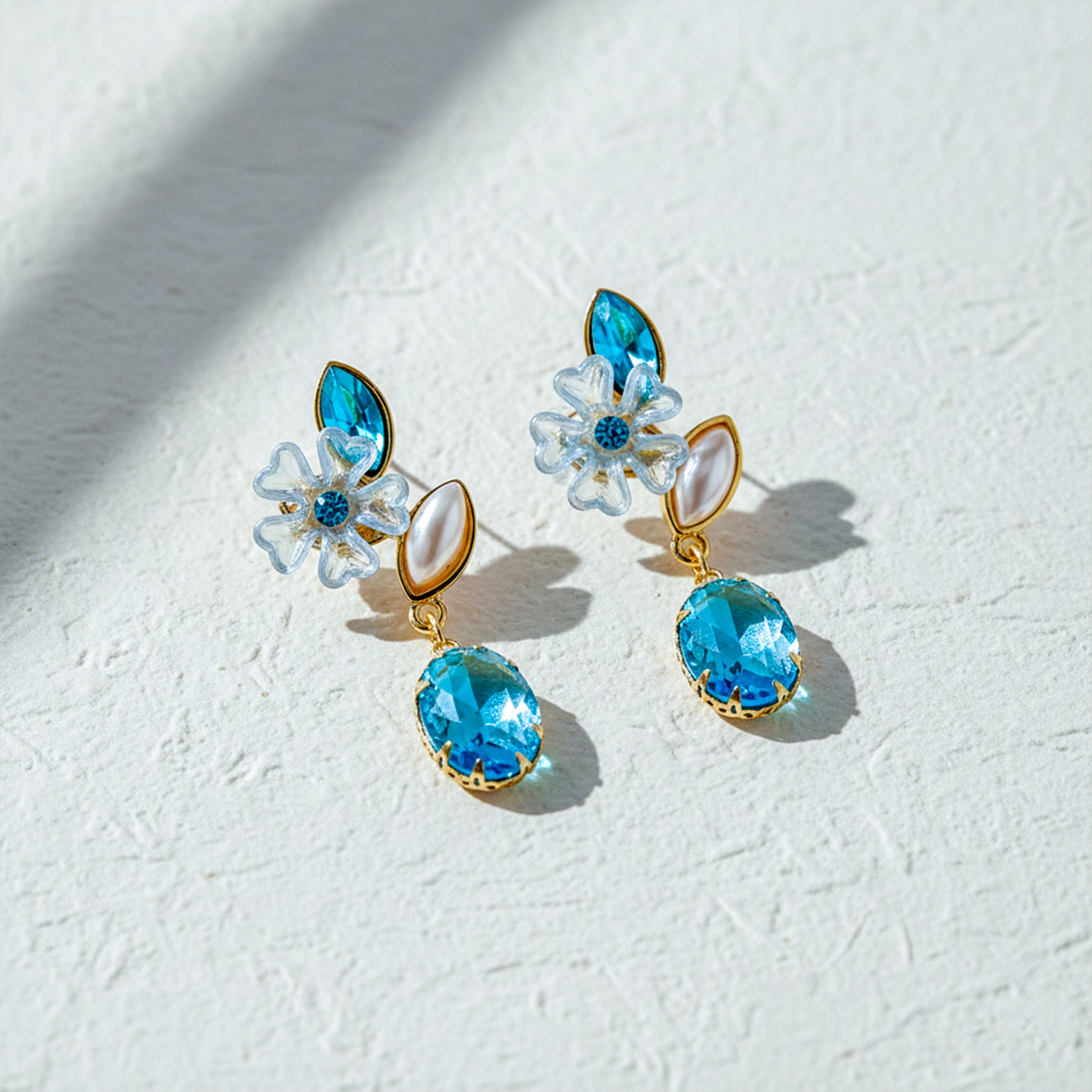 Aqua Foliage Ear Studs GWE -239