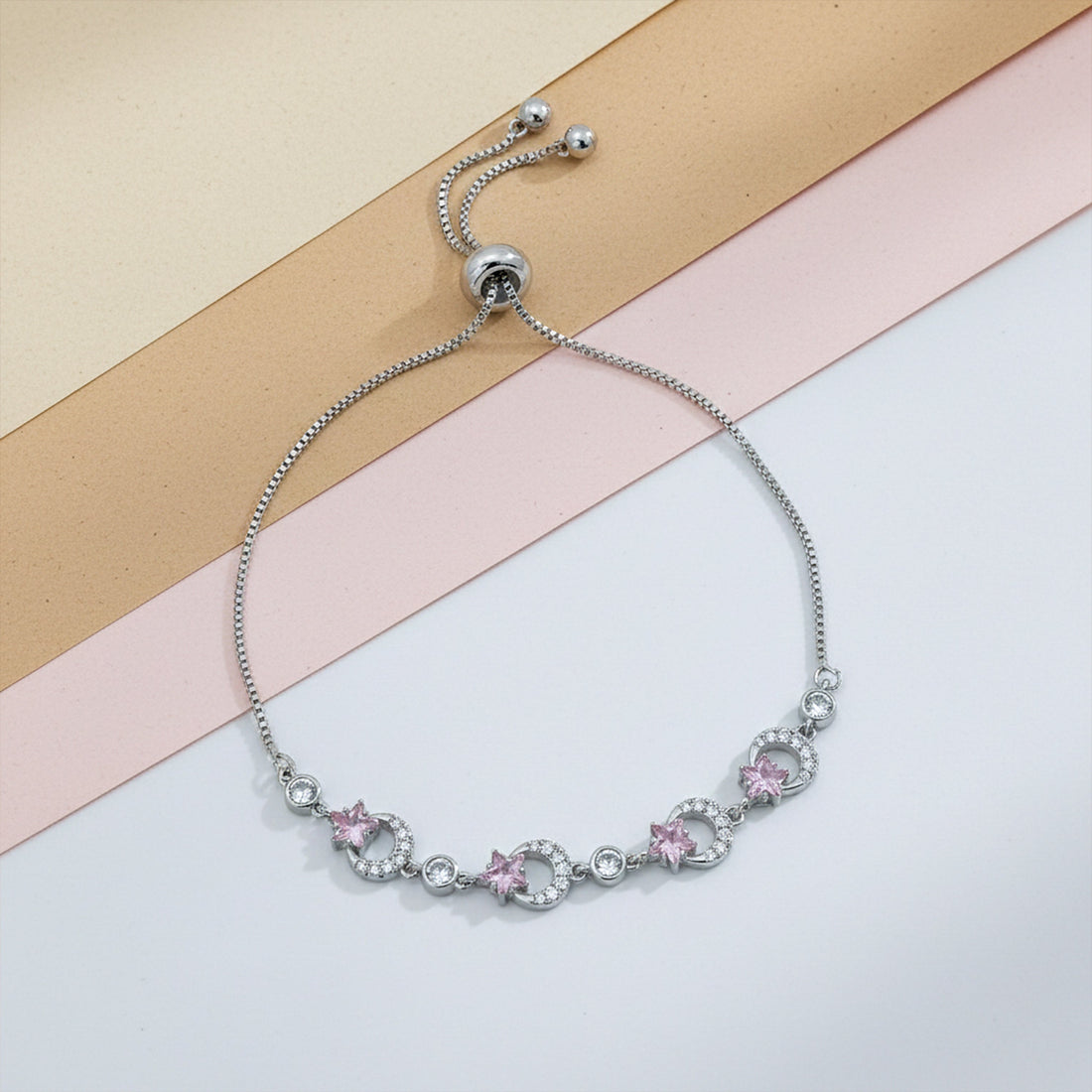 Women Bracelet Pink Star Silver jewellery - Finora Jewels