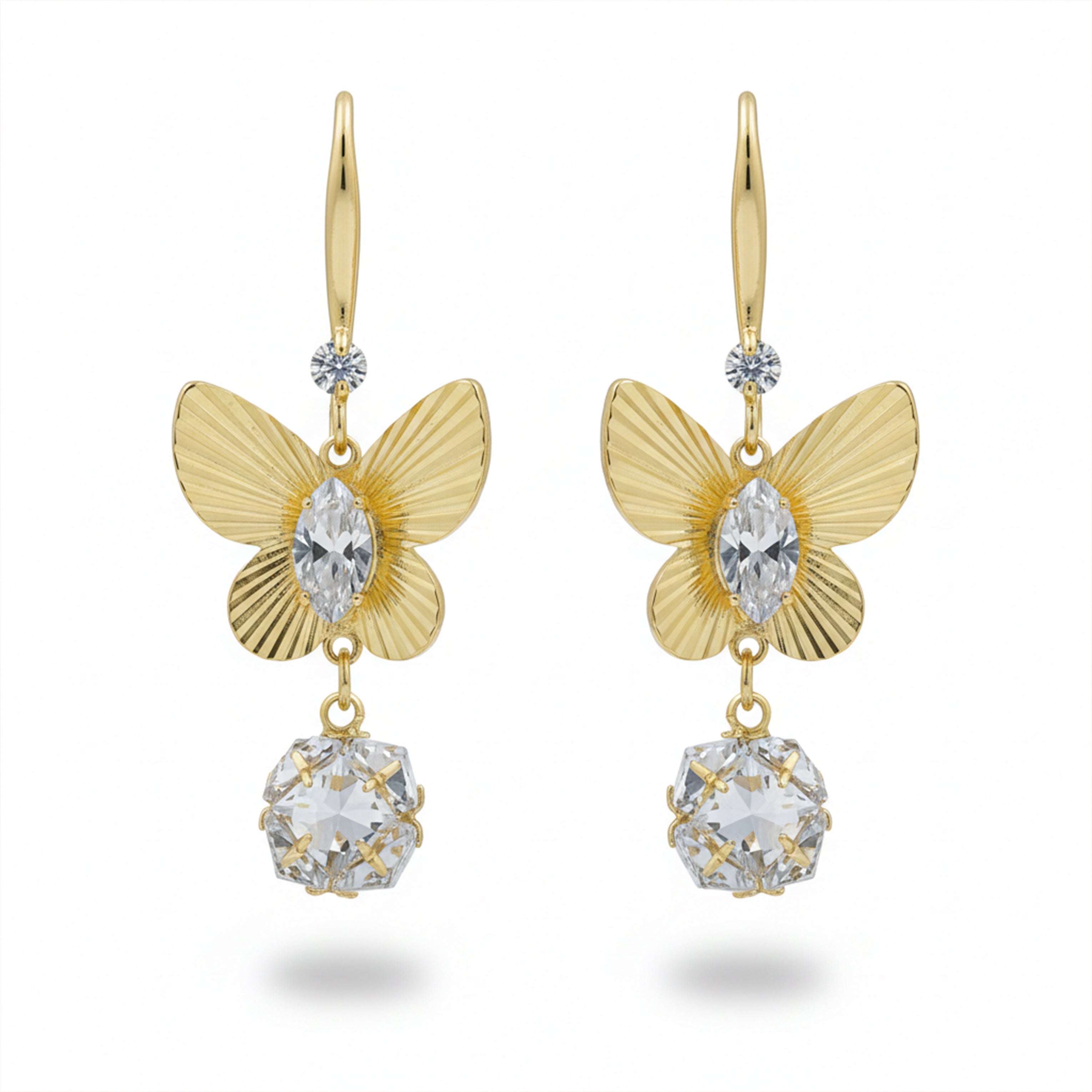 Gold Butterfly Drop Drop Earrings for women - Finora Jewels