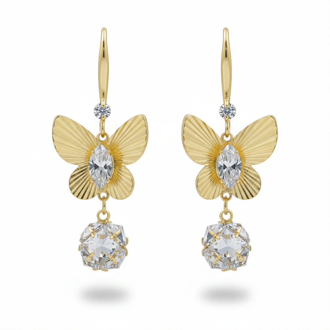 Gold Butterfly Drop Drop Earrings for women - Finora Jewels