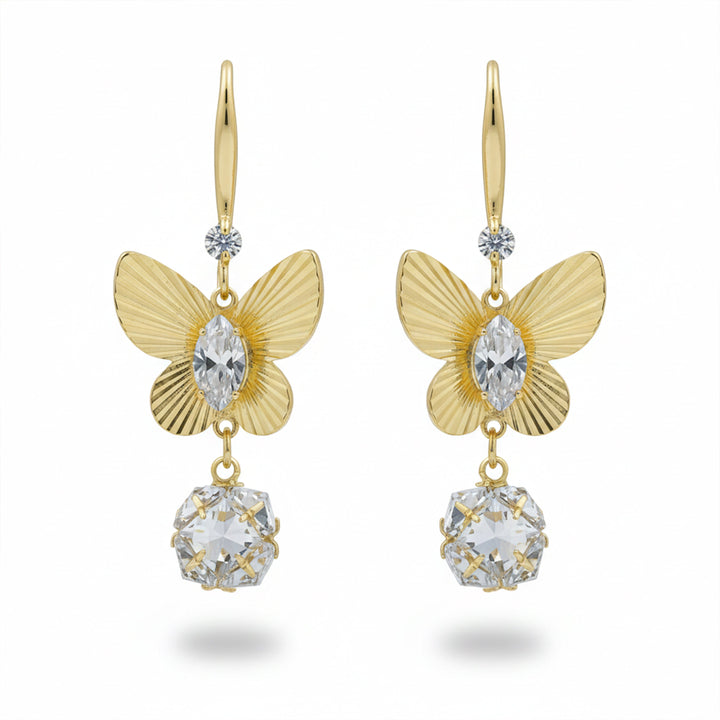 Papillon Gold Dangle Ear Studs GWE -167
