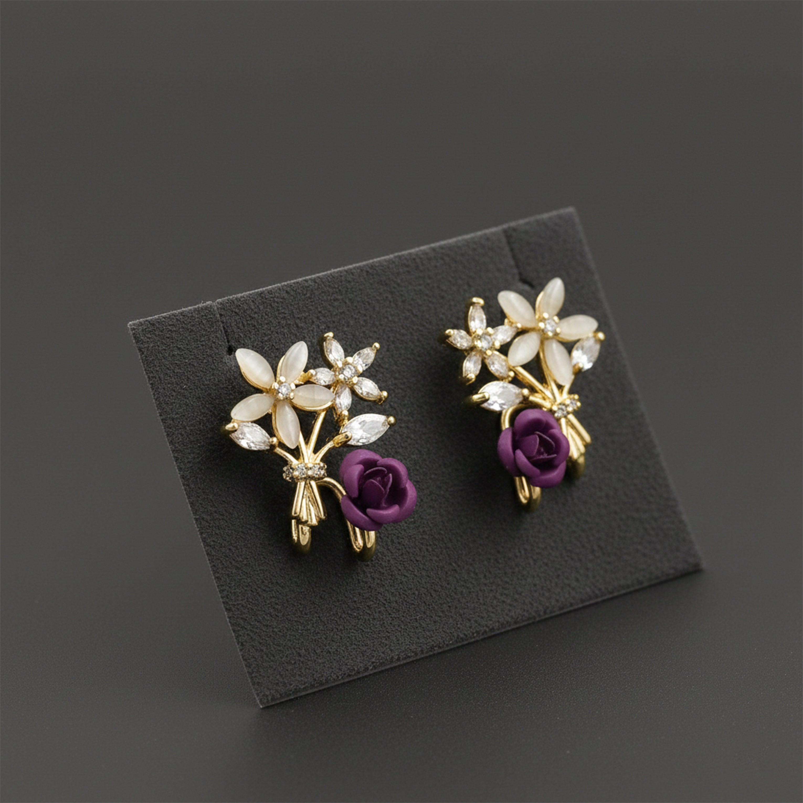 Crystal Stud Stud Earrings for women in Gold - Finora Jewels