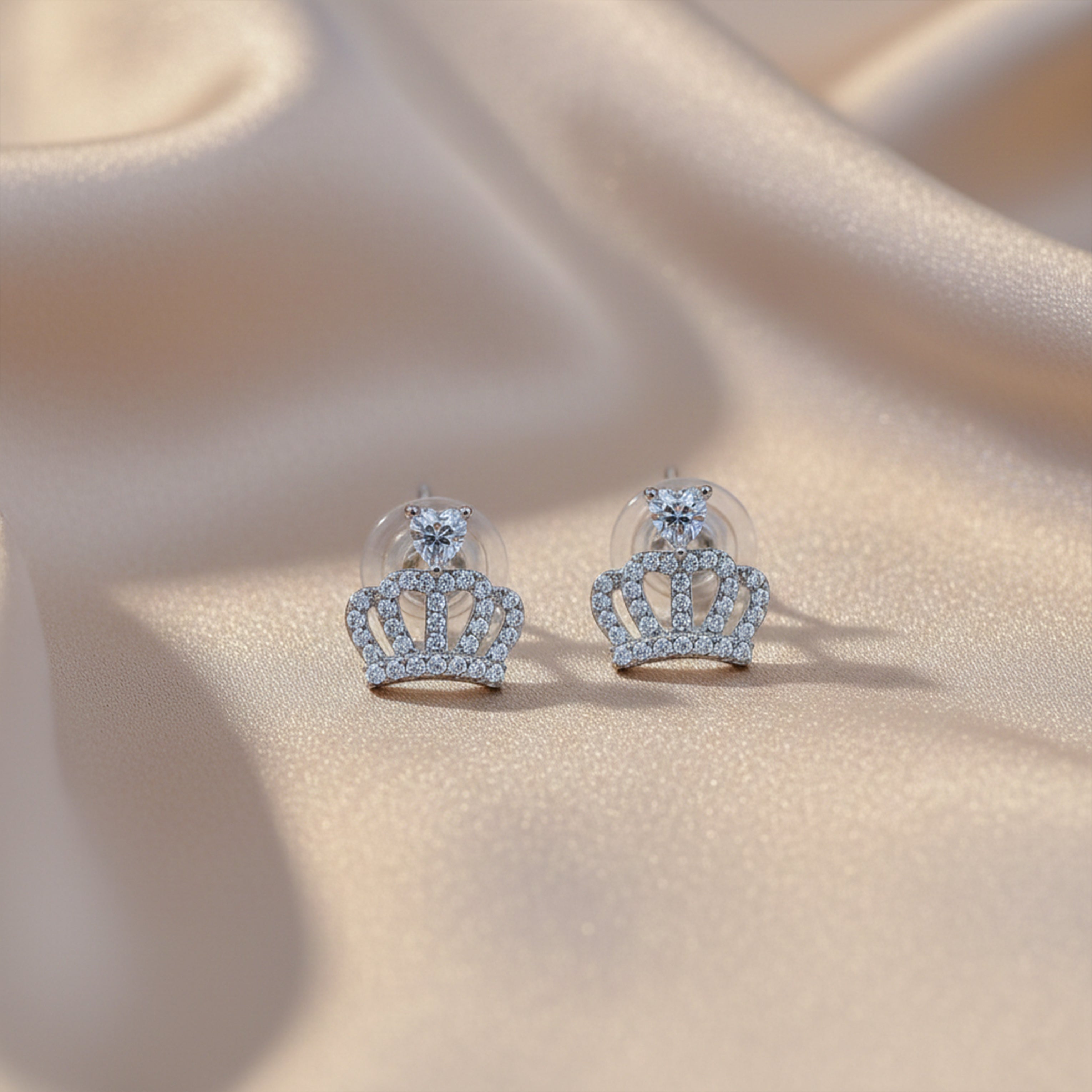 Crown Crystal Stud Stud Earrings for women in Gold - Finora Jewels