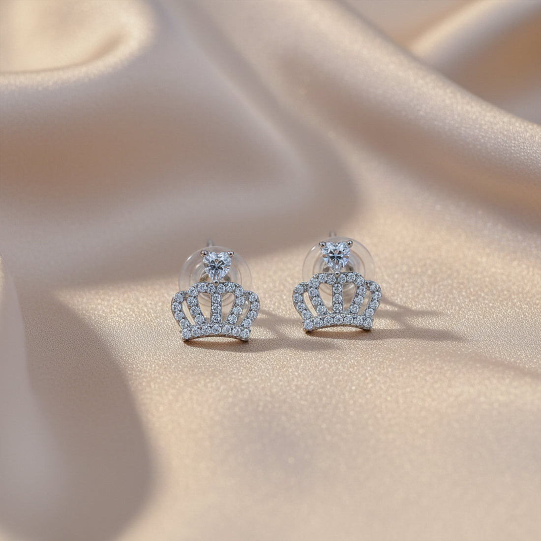 Crown Crystal Stud Stud Earrings for women in Gold - Finora Jewels