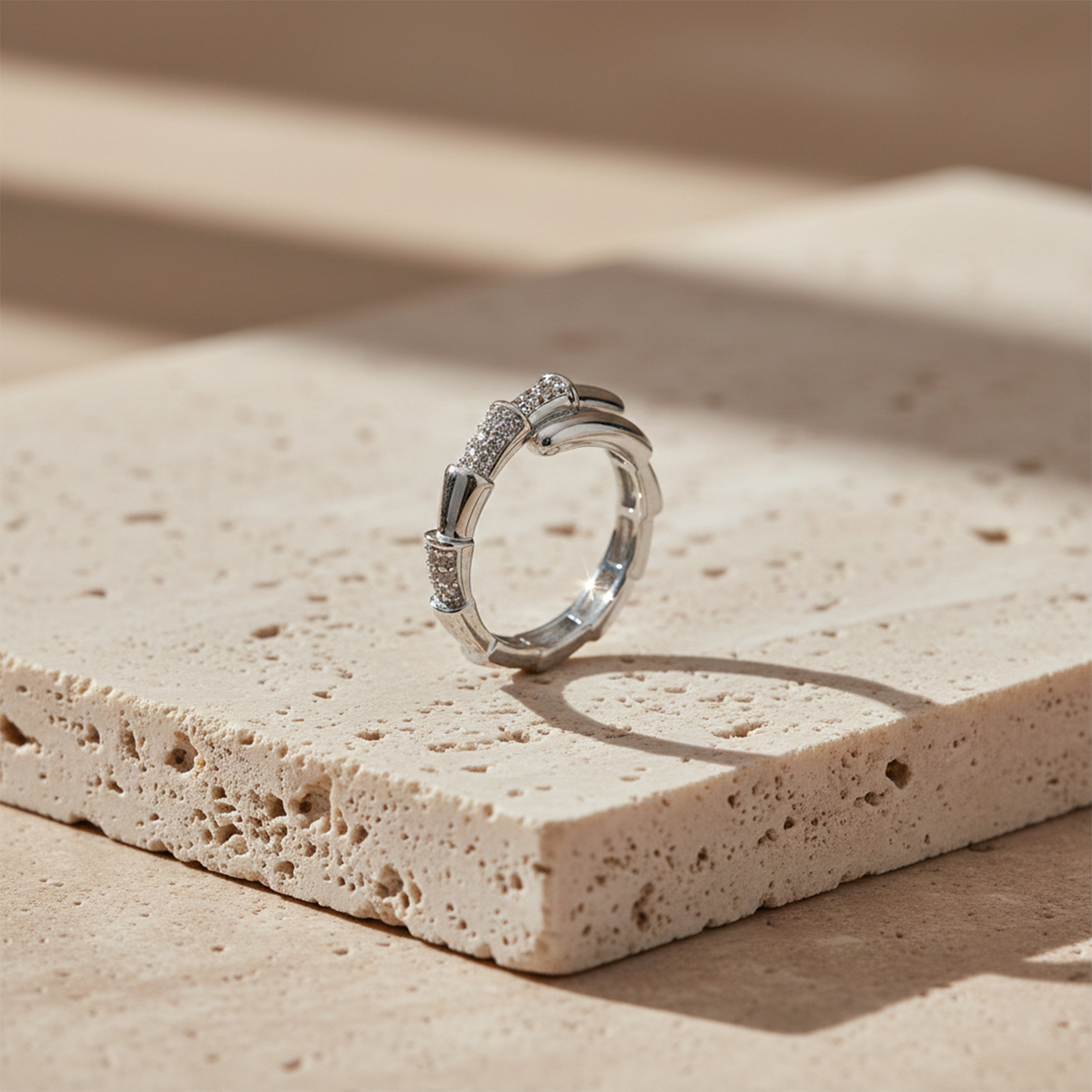 Silver Knot Zirconia Flexible Band GWR -61