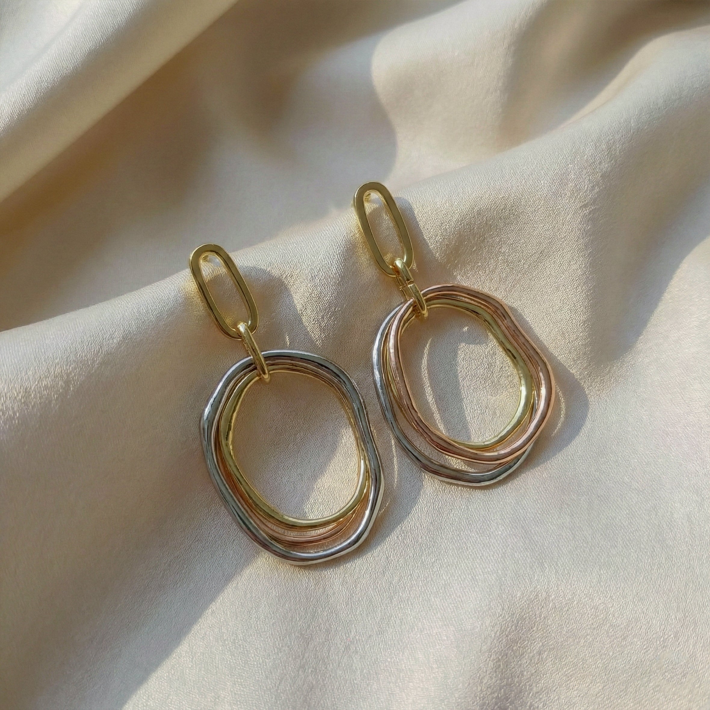 Trinity Luxe Interlinked Drop Drop Earrings for women in Gold - Finora Jewels