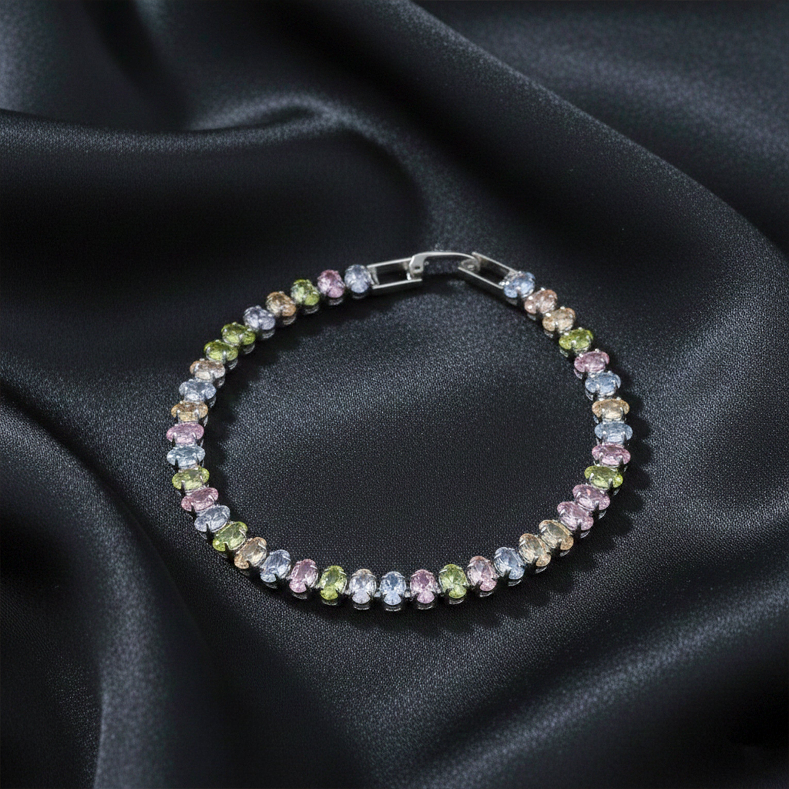 Gold Pastel Multicolor Tennis Bracelet for women - Finora Jewels
