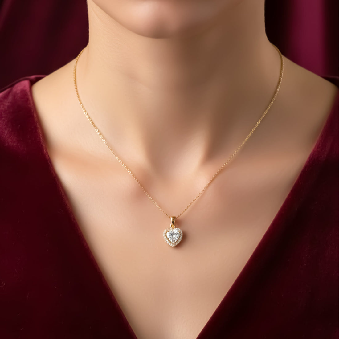 Lustrous Love-Cut Cubic Zirconia Women Neckless GWN -75