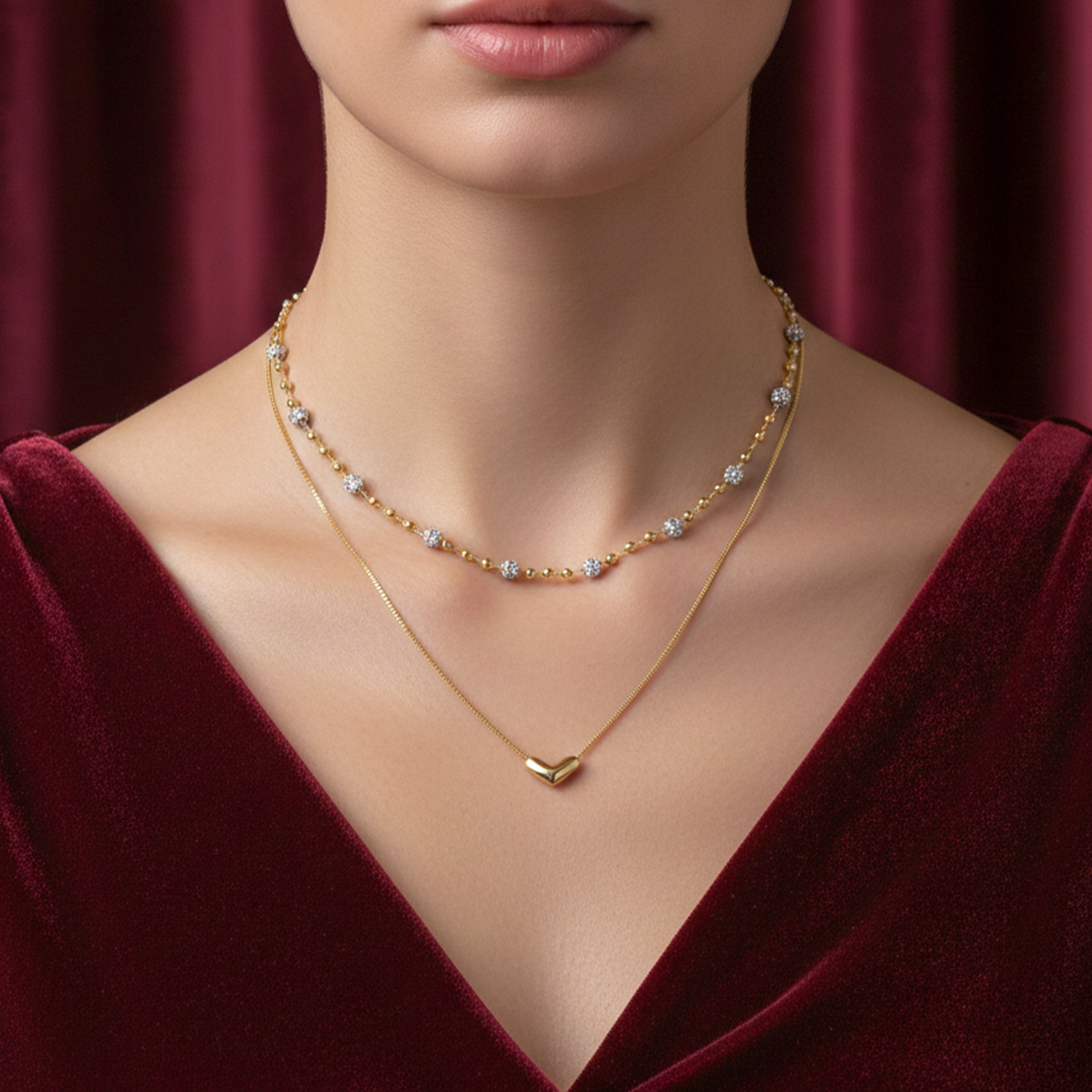 Tiered Love & Spark Bead-Set Link Set GWN -63
