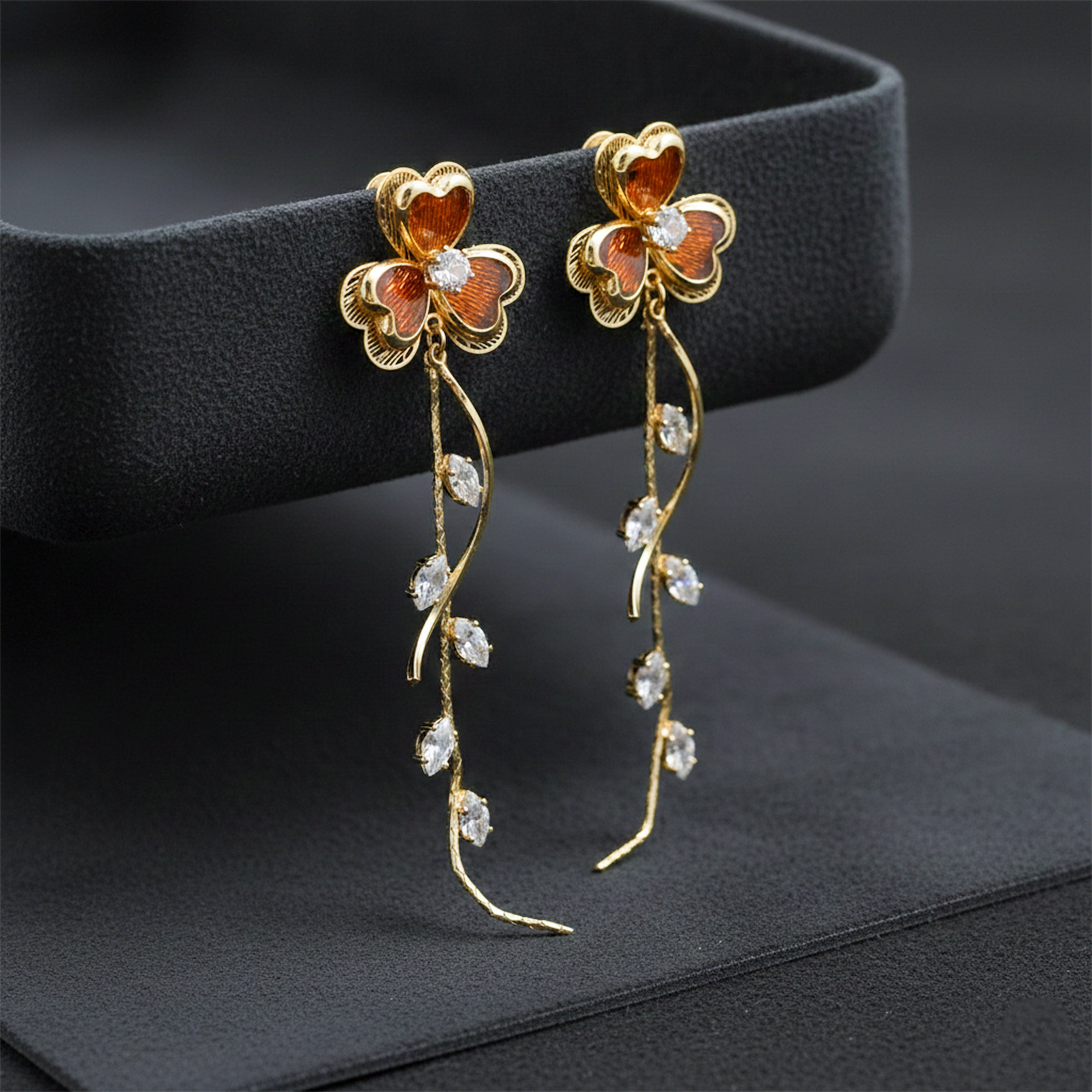 Women Stud Earrings Vine Drop Gold jewellery - Finora Jewels