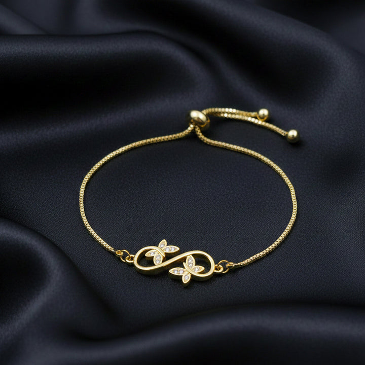 Gold Plated Infinity Floral Adjustable Bracelet