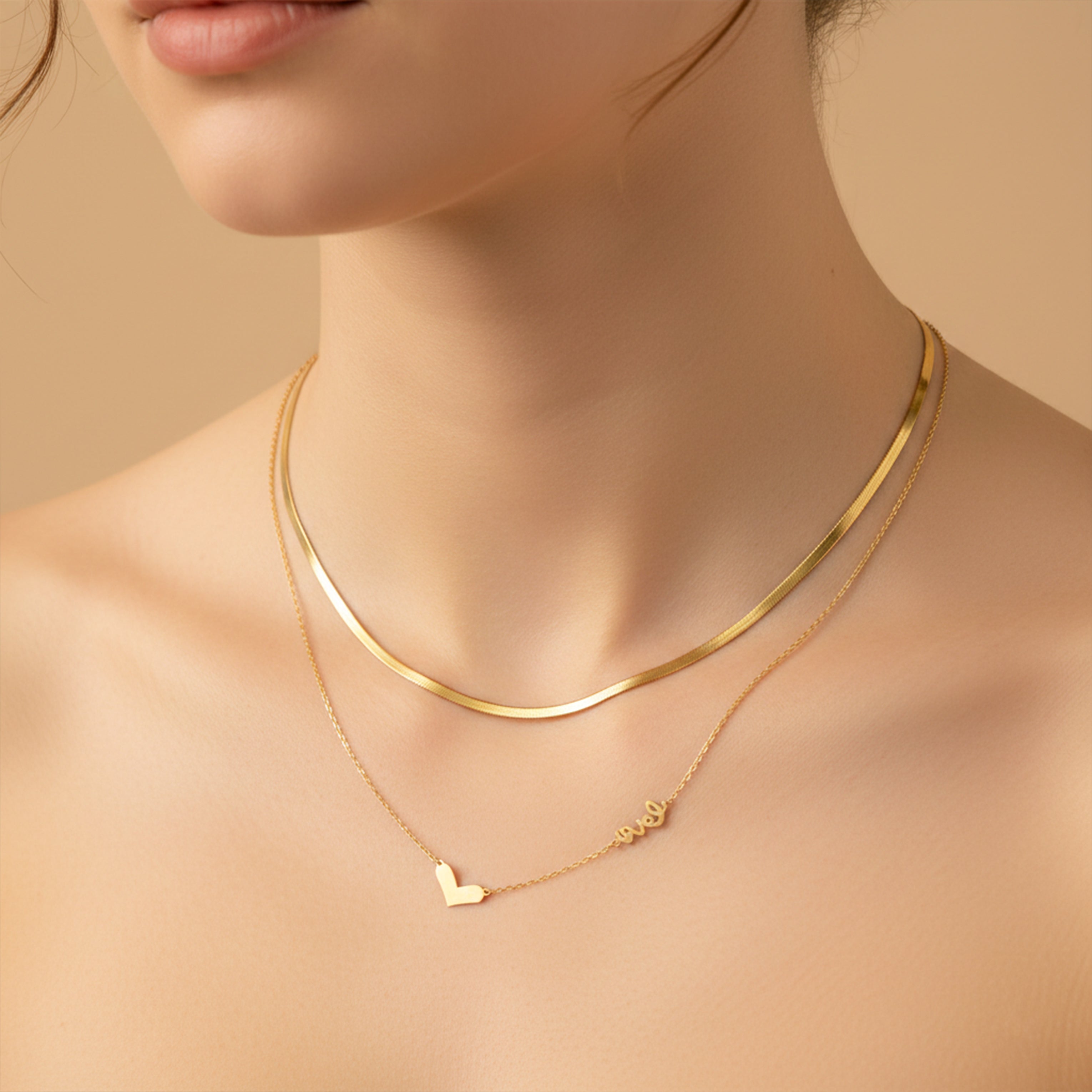 Gold Heart Layered Set Necklace for women - Finora Jewels
