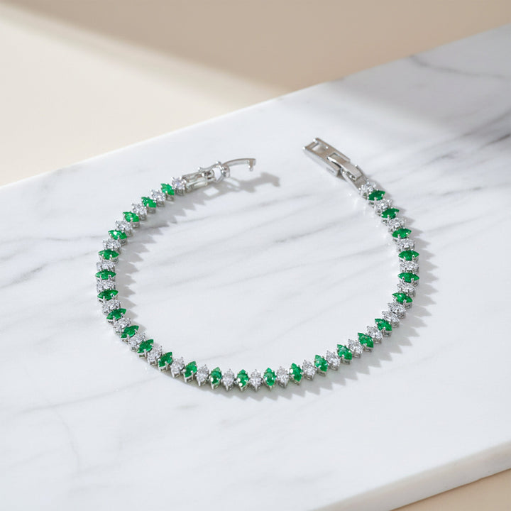 Emerald Alternating Marquise Tennis Bracelet