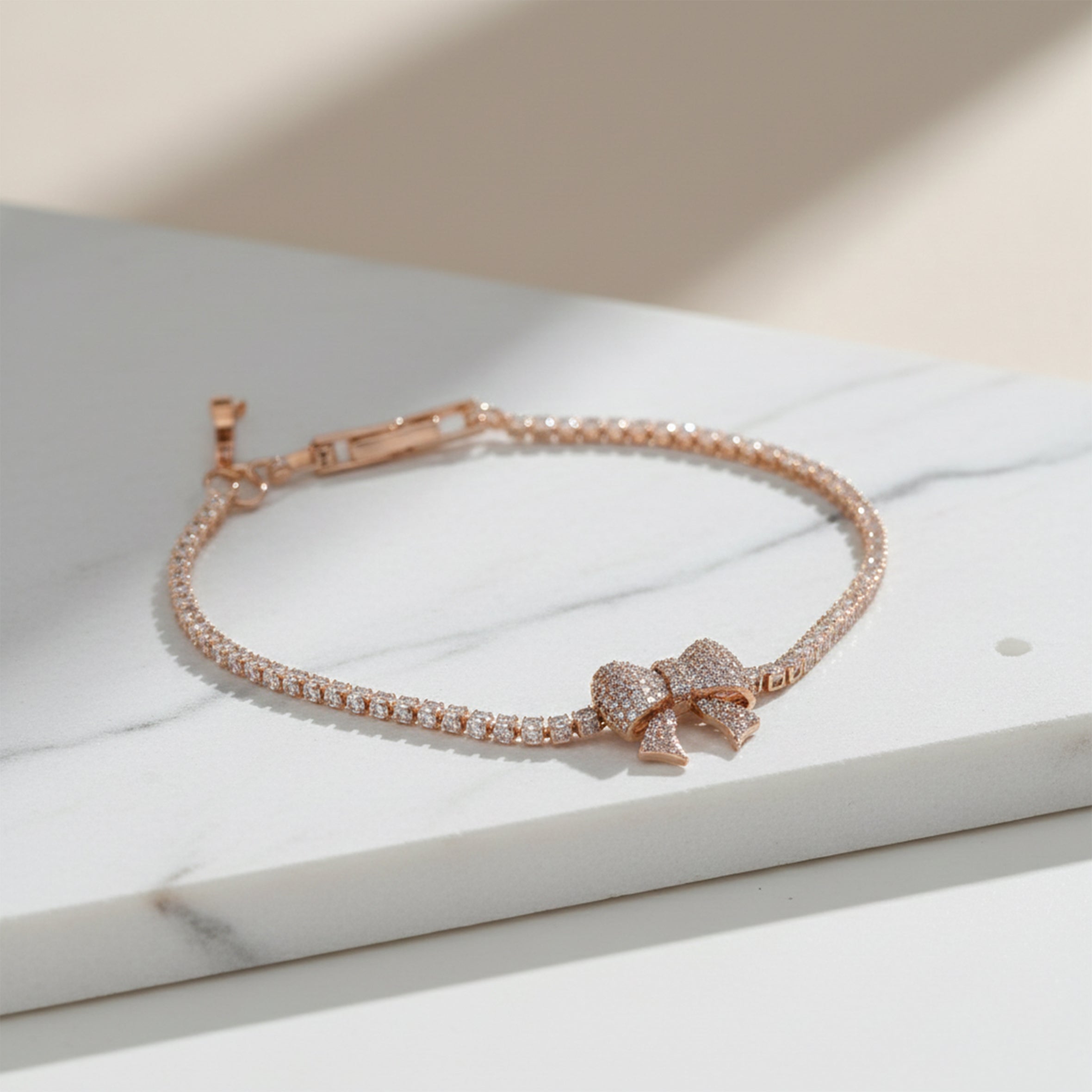 Bowknot Tennis Bracelet for women in Rose Gold - Finora Jewels